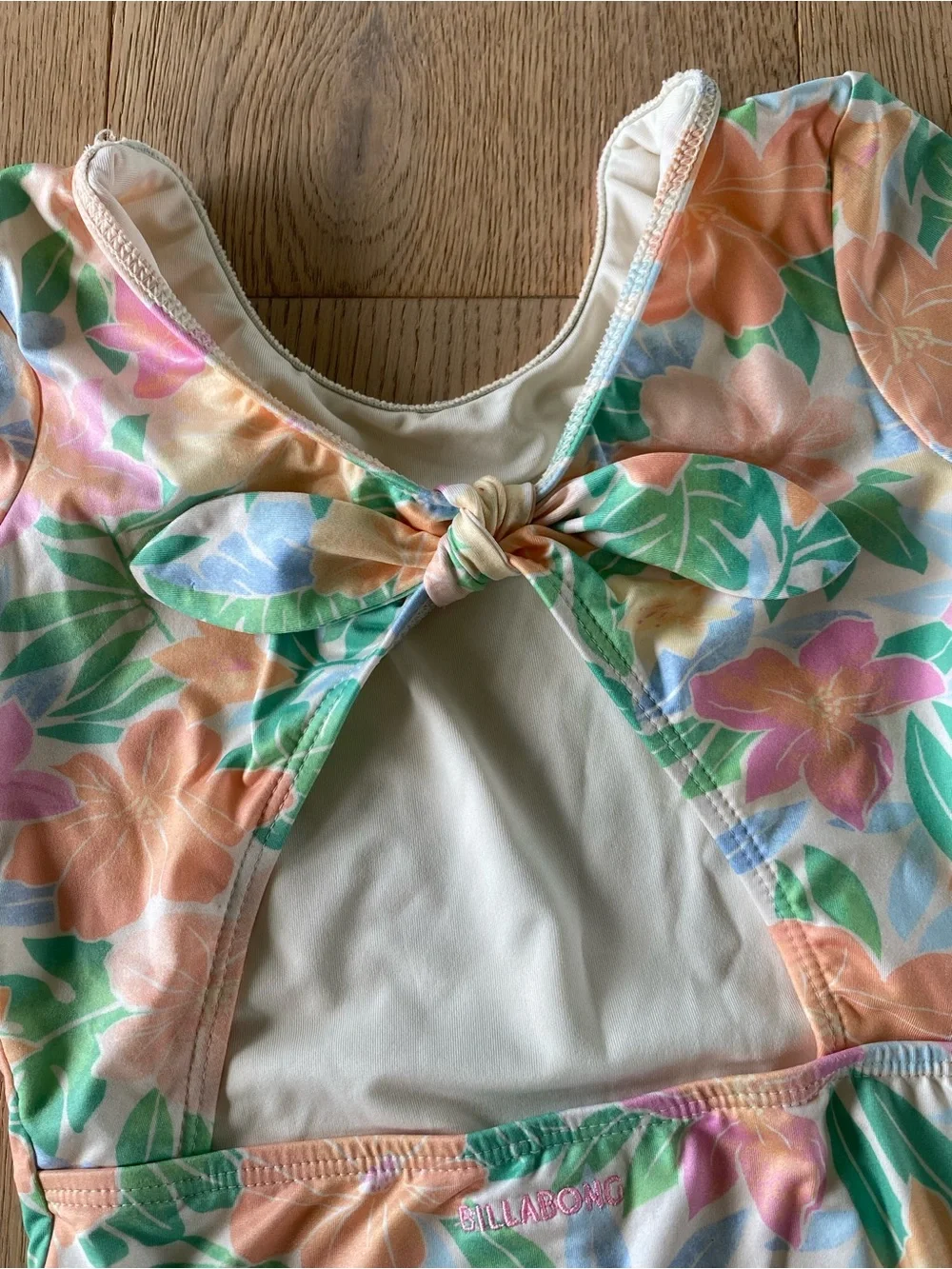 Billabong Girls' Floral Long-Sleeve One-Piece Swim - Peach, Mint, Blue, Pink